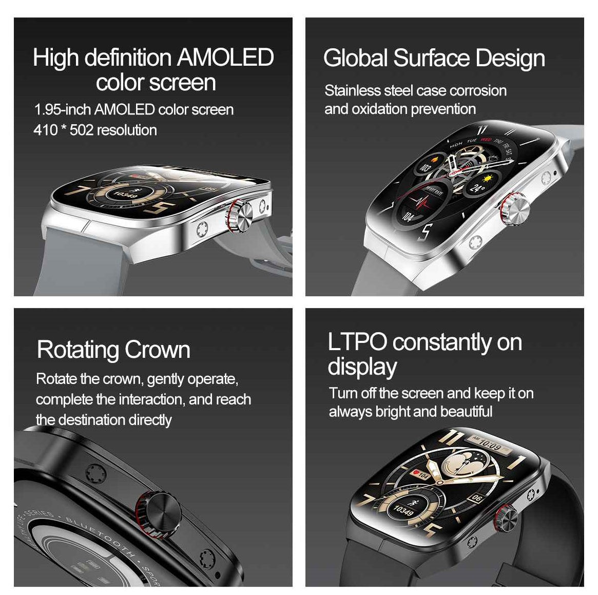Smartwatch HK80 Pantalla AMOLED 1.95 pulgadas, IP68 Bienestar Deporte