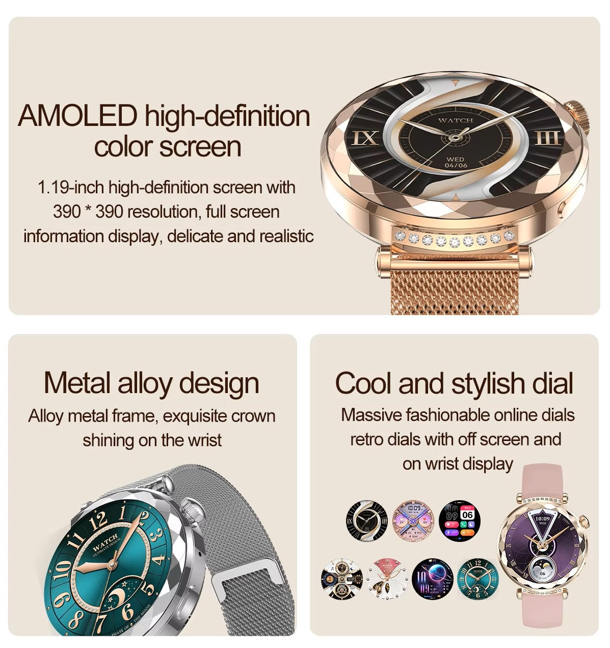 Smartwatch HK88 AMOLED IP68 NFC Notificaciones Bienestar – Diseño A