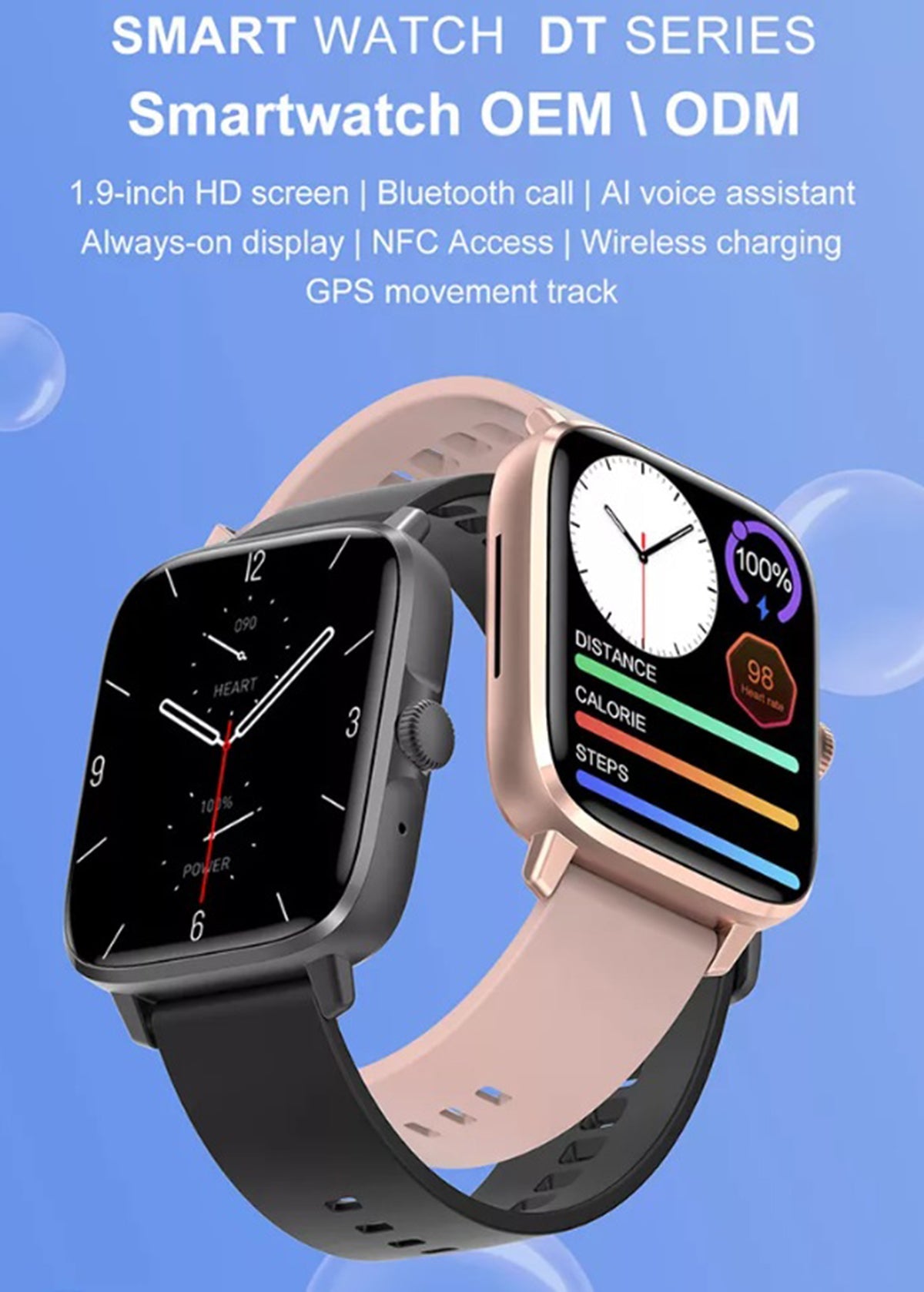 Smartwatch Bluetooth DT102 pantalla 1.9 pulgadas