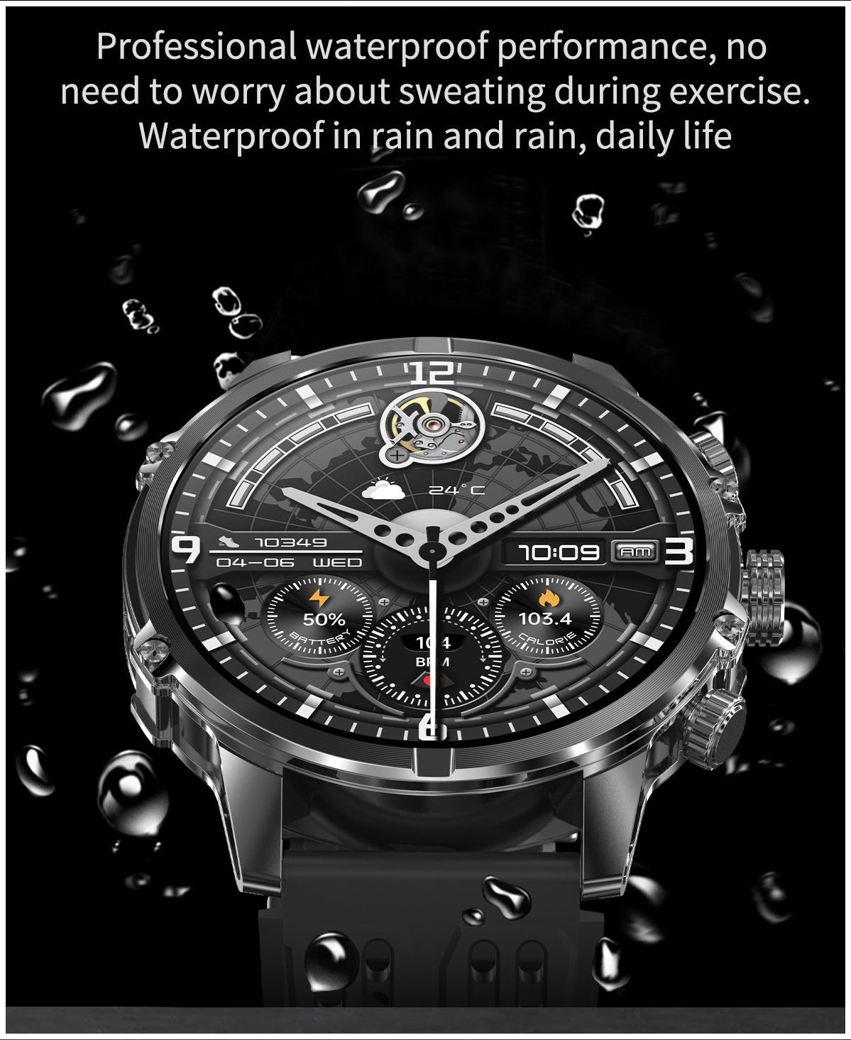 Smartwatch Deportivo Táctico AMOLED 1.75” IP67, 600mAh, Bluetooth HD