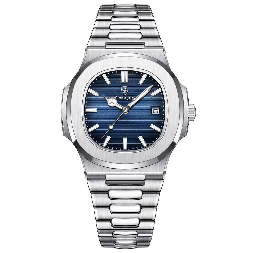 Reloj Hombre 40 mm Caja Cuadrada Cuarzo Acero Calendario 3 BAR - imagen 2