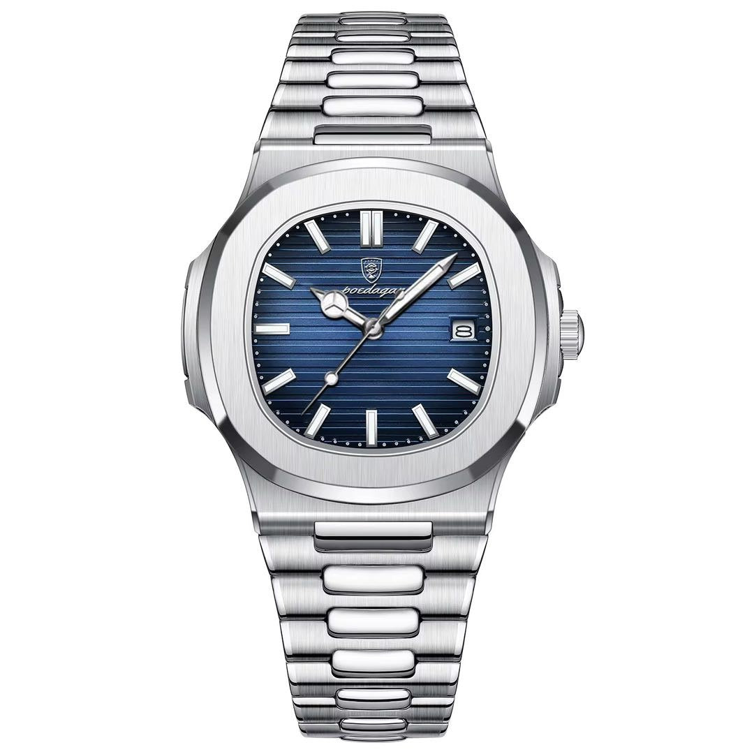 Reloj Hombre 40 mm Caja Cuadrada Cuarzo Acero Calendario 3 BAR - imagen 2