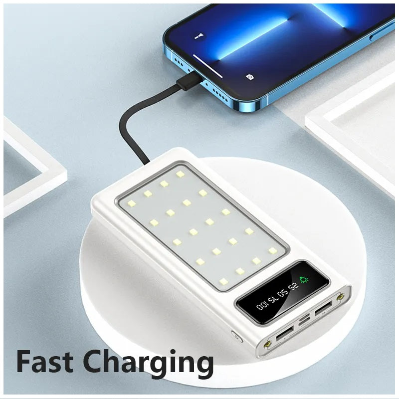 Power Bank 20000mAh Carga Rápida Luces para Camping Multifuncional