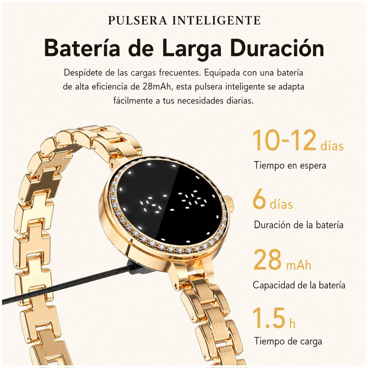 Pulsera Inteligente L6 Mujer Metálica Bluetooth 5.2 IP67 - imagen 5