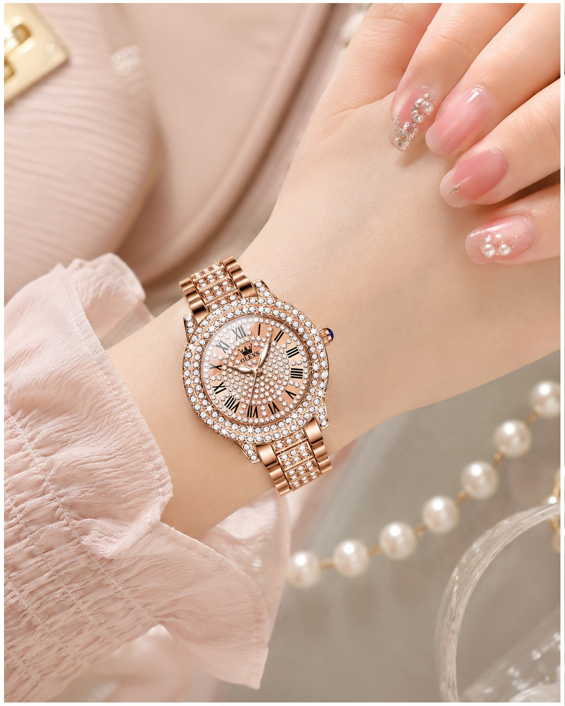 Reloj Mujer 32 mm Cuarzo Acero Cristales Decorativos 3 ATM - imagen 4