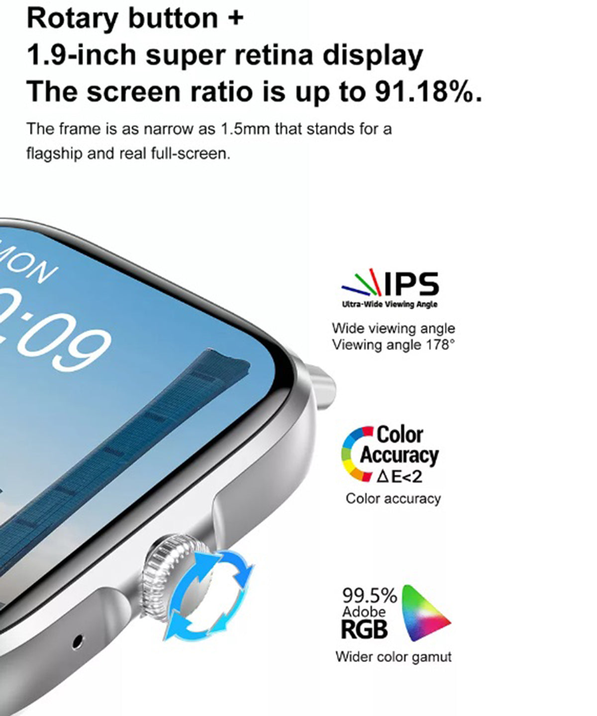 Smartwatch Bluetooth DT102 pantalla 1.9 pulgadas