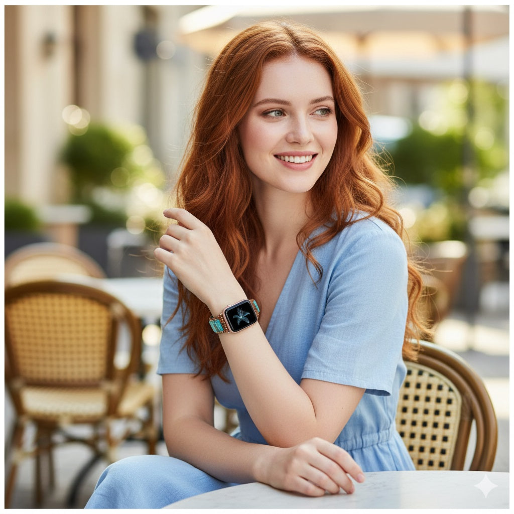 Correa Bohemia de Turquesa para Apple Watch (42/44mm) Diseño Artesanal