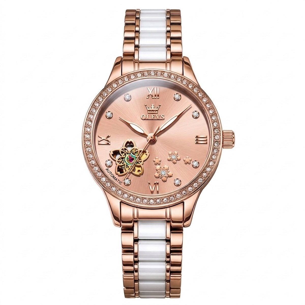 Reloj Automático Mujer Elegante 32mm Acero Inoxidable y Cerámica