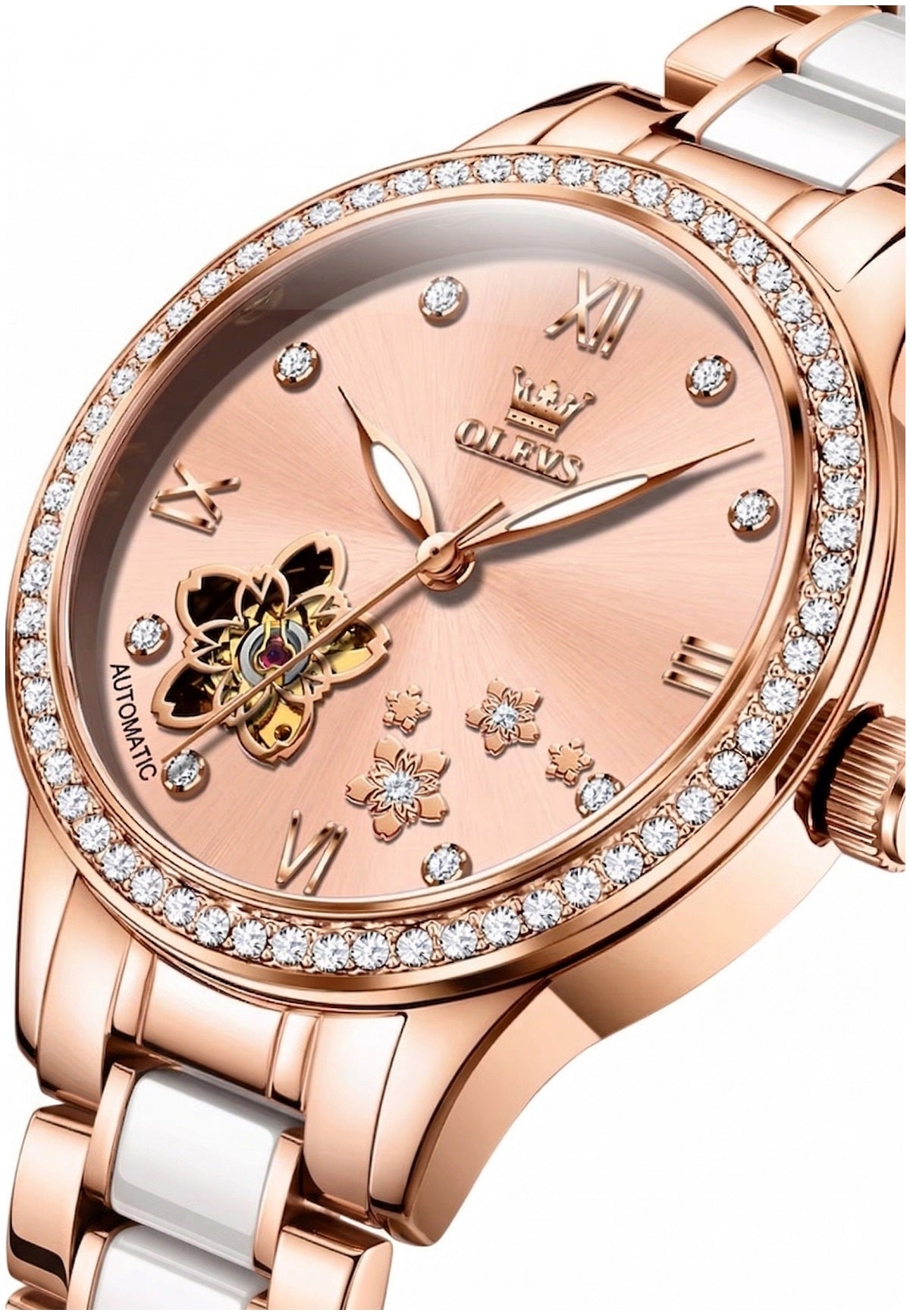 Reloj Automático Mujer Elegante 32mm Acero Inoxidable y Cerámica
