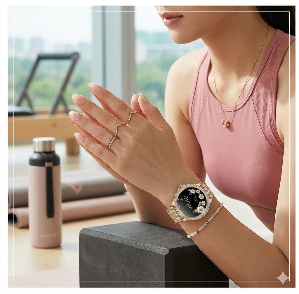 Smartwatch I58 para Mujer, Llamadas Bluetooth y Correa Metálica