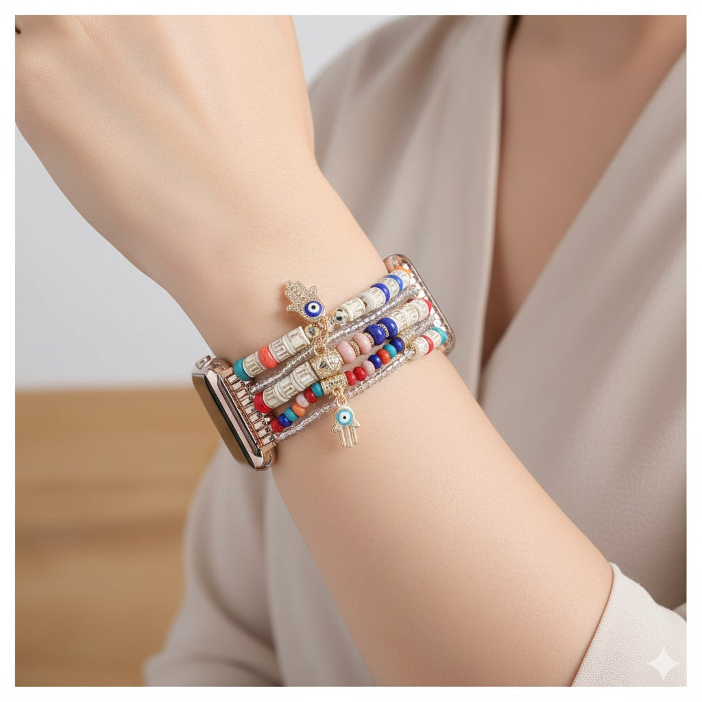 Correa Bohemia de Cuentas para Apple Watch 42/44 mm Múltiples Hilos