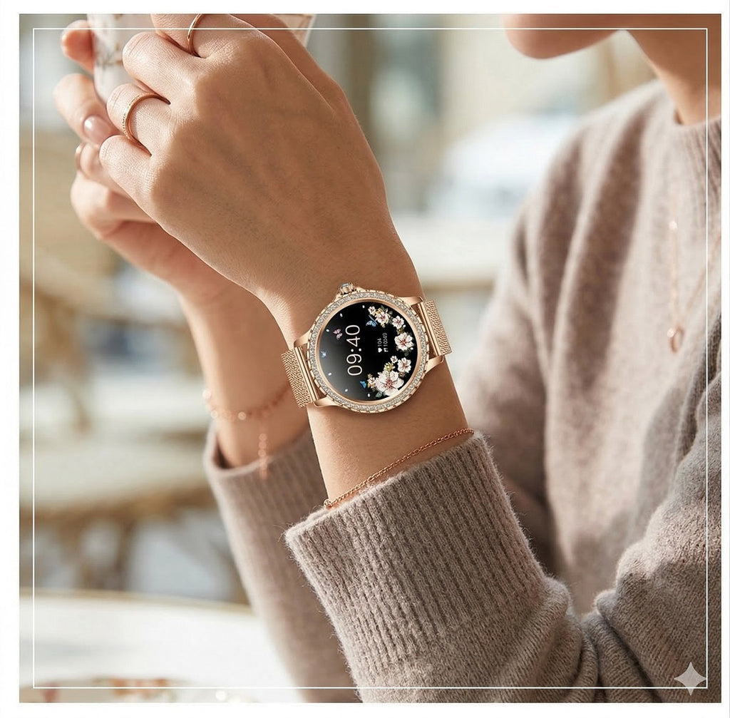 Smartwatch I58 para Mujer, Llamadas Bluetooth y Correa Metálica