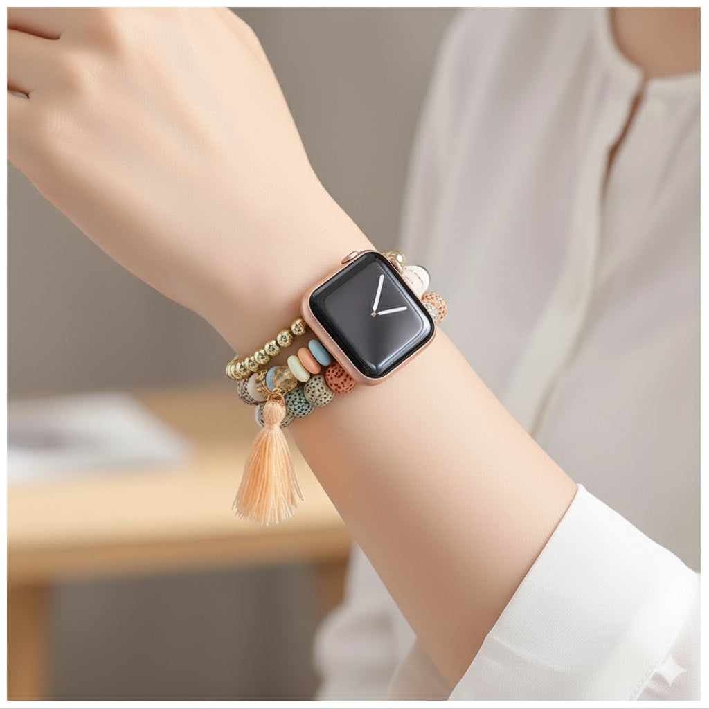 Correa Bohemia para Apple Watch 42/44 mm con Cuentas – Diseño B