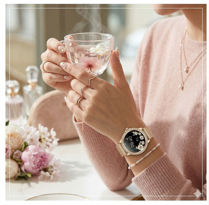 Smartwatch I58 para Mujer, Llamadas Bluetooth y Correa Metálica