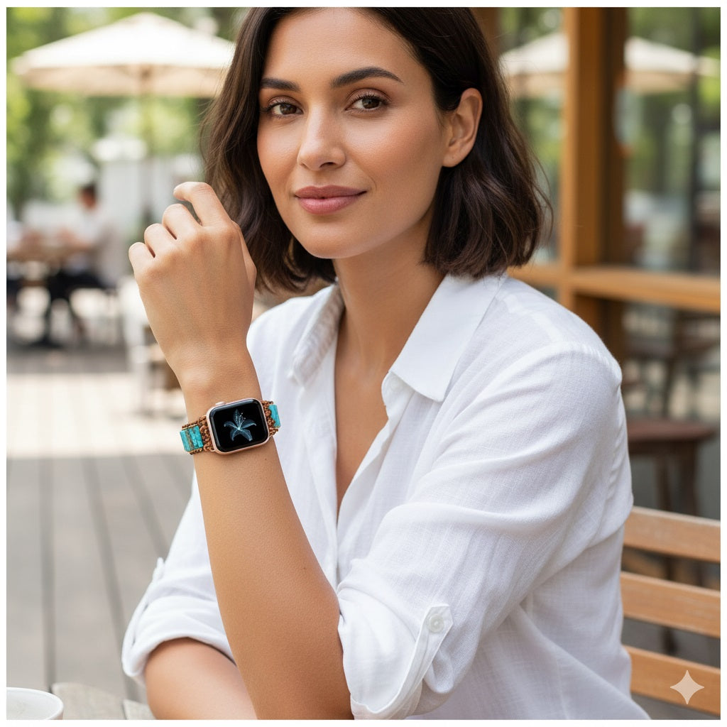 Correa Bohemia de Turquesa para Apple Watch (42/44mm) Diseño Artesanal