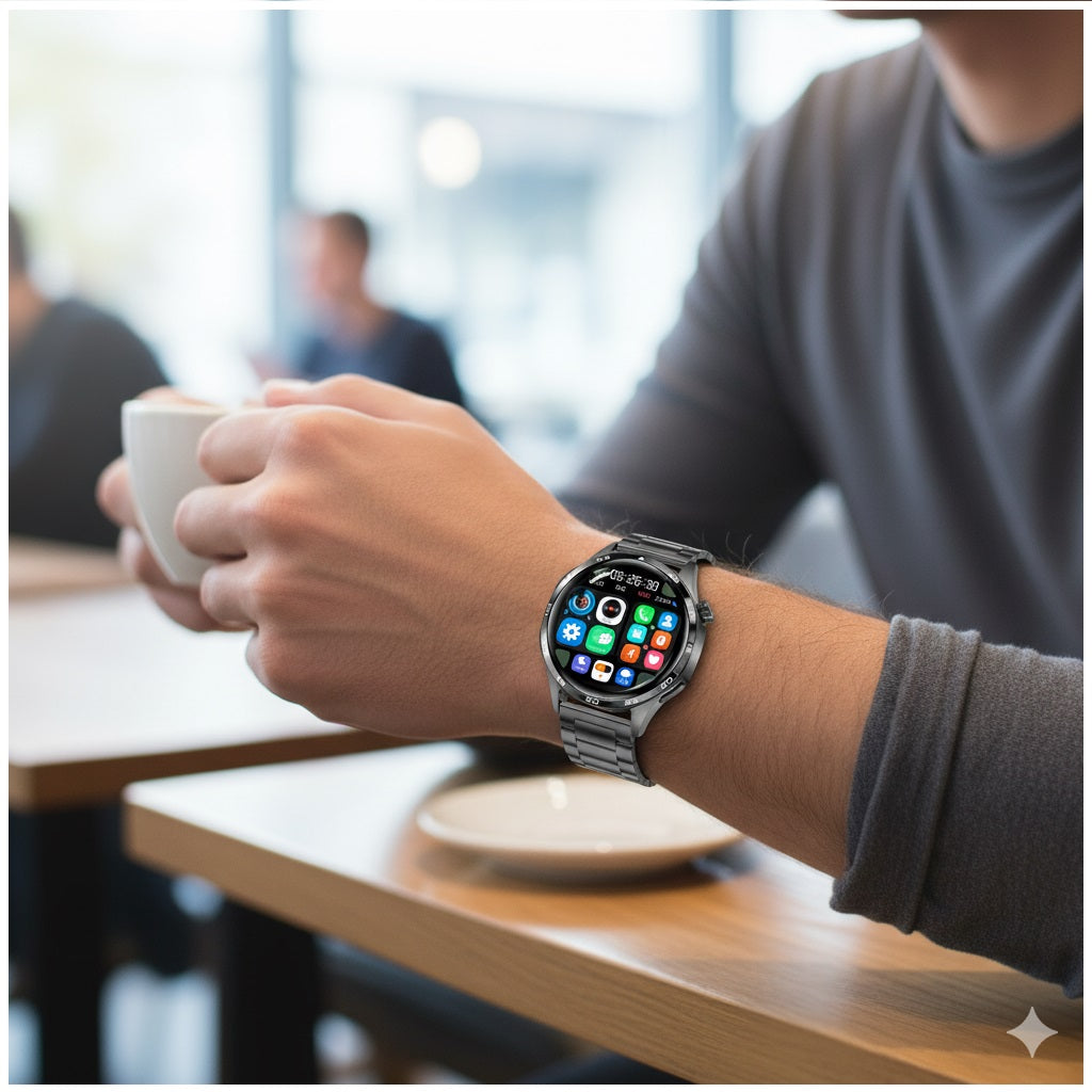 Smartwatch GT5 Pro con Correas Metálica y Silicona, Bienestar 24/7