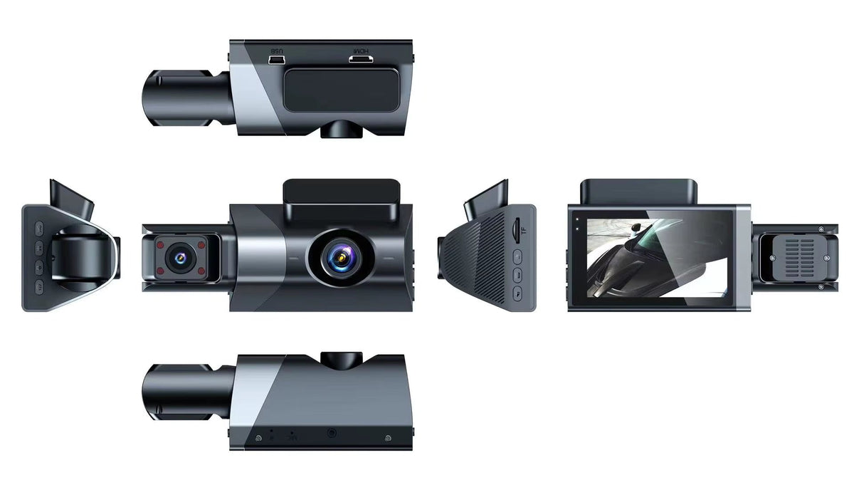Cámara Vehicular 3 Lentes Full HD 1080P con WiFi, Pantalla de 3”