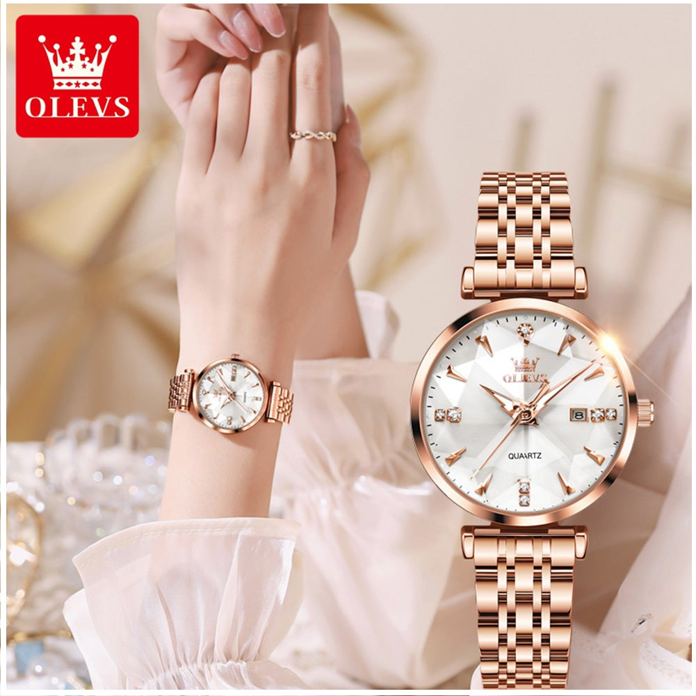 Reloj Cuarzo Mujer Esfera Esmeralda, Cristales y Correa de Acero