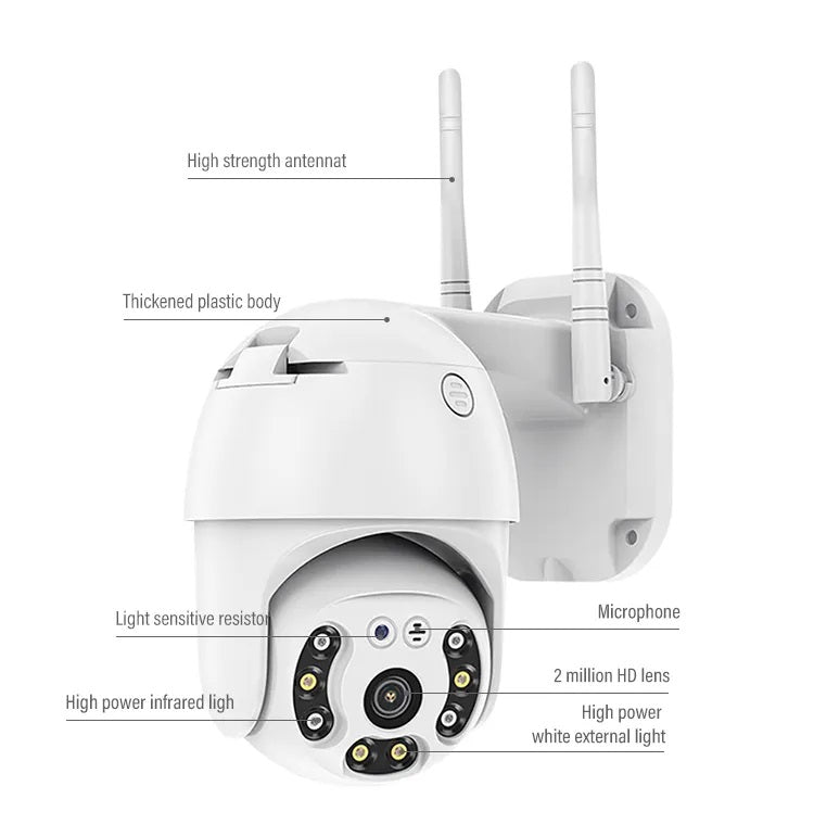 Cámara de Seguridad WiFi 1080P Visión Nocturna Rotación 360° IP66
