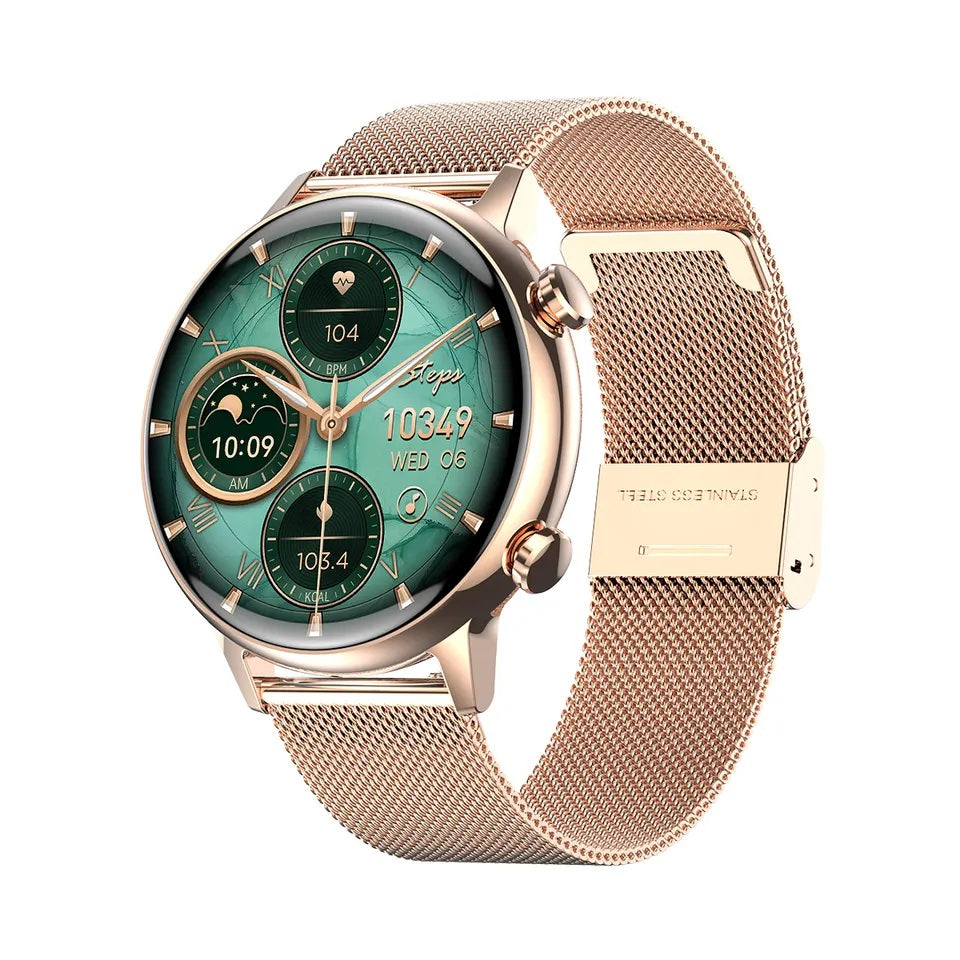 Smartwatch Bluetooth Mujer Pantalla AMOLED Correa Metálica