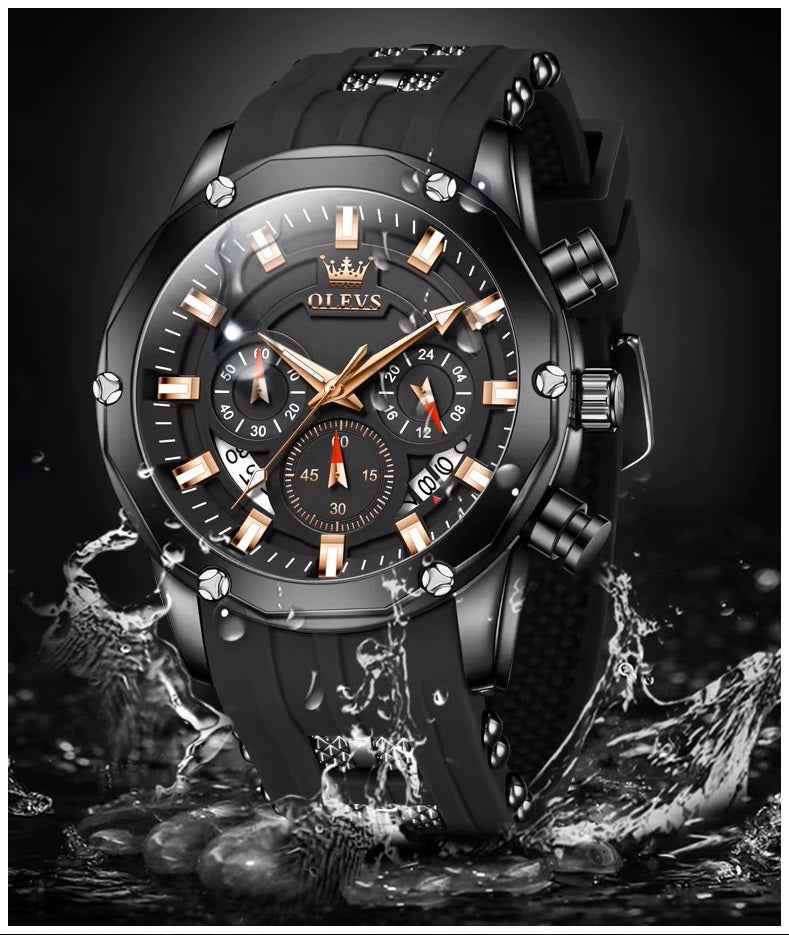 Reloj Deportivo OLEV Acero Inoxidable Cuarzo Sumergible 30M
