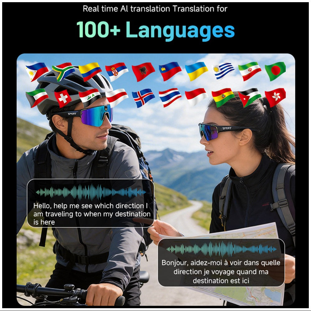 Gafas Inteligentes con IA 1080P Cámara 8MP, Traducción en Tiempo Real