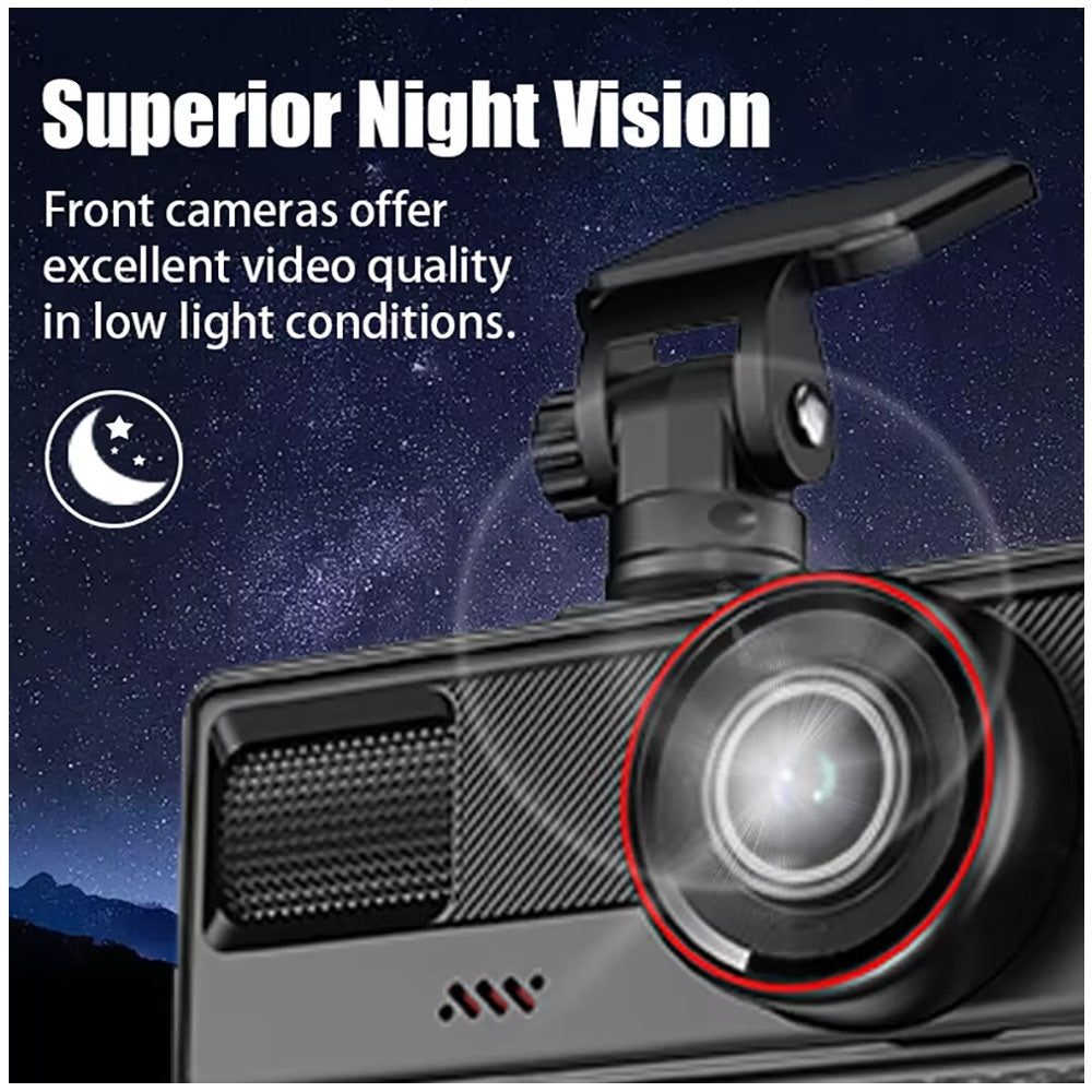 Cámara para Coche HD 1080P con Triple Grabación, WiFi, Sensor G