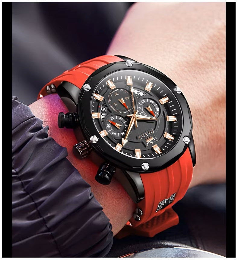 Reloj Quartz Deportivo de Lujo OLEV Cronógrafo Cuarzo Sumergible 30M