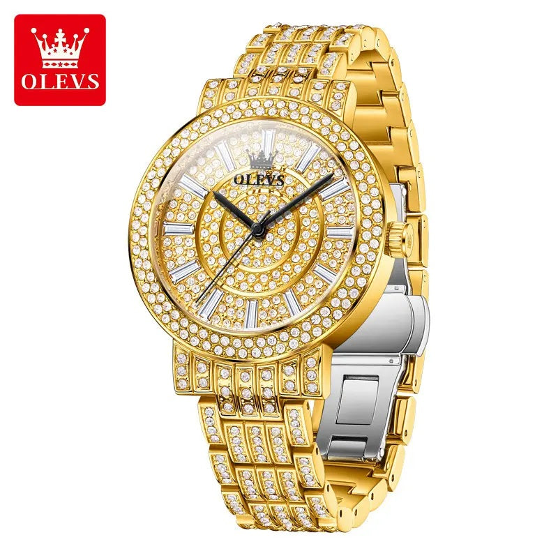 Reloj Dorado para Mujer Cuarzo, Cristales y Acabado Metálico