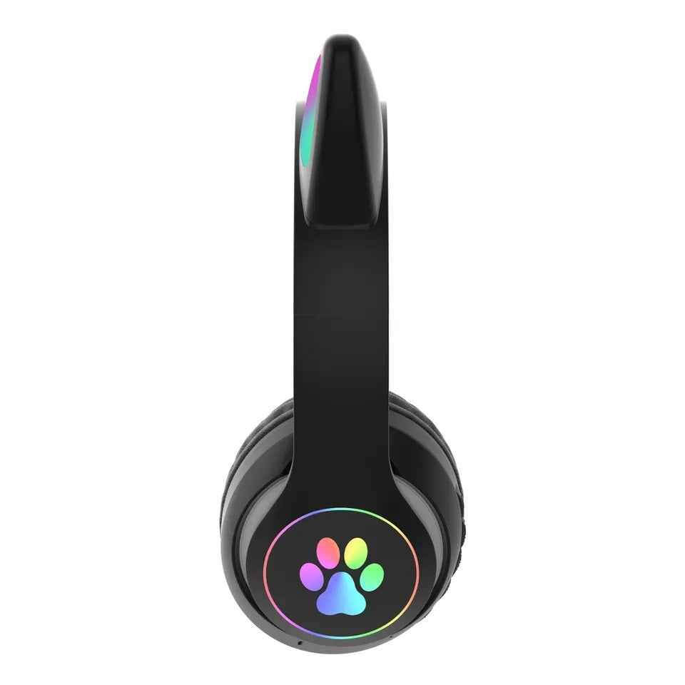 Audífonos RGB Orejas de Gato Bluetooth 5.0 – Negro