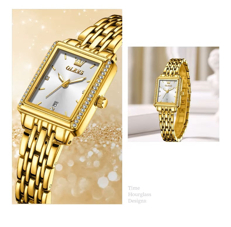 Reloj de Mujer Elegante Rectangular de Acero Inoxidable con Cuarzo