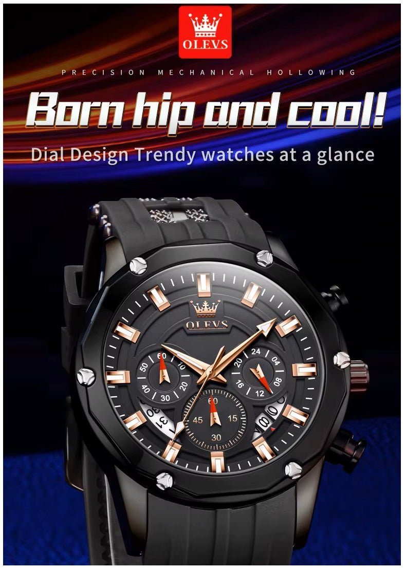 Reloj Deportivo OLEV Acero Inoxidable Cuarzo Sumergible 30M