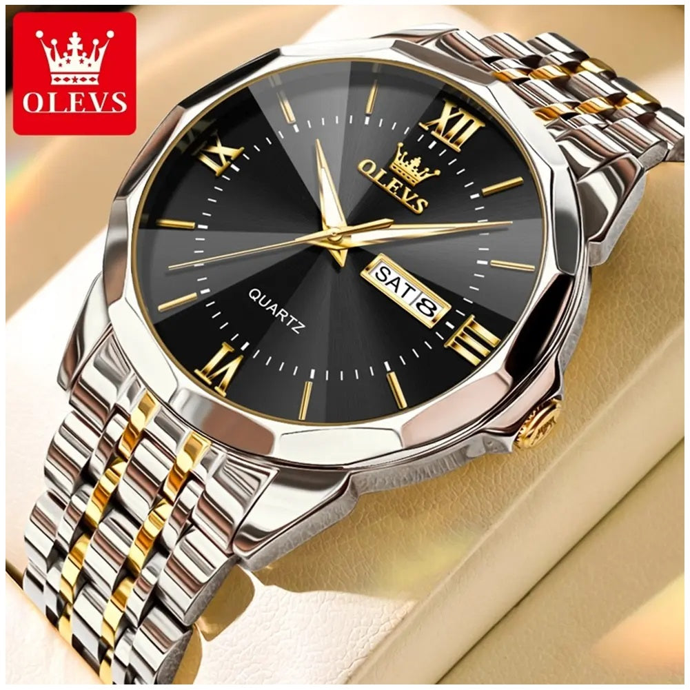Reloj para Hombre Calendario Correa Bicolor Acero Inoxidable