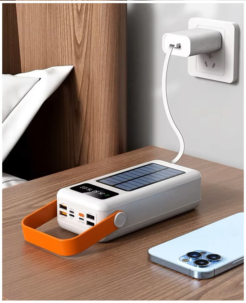 Power Bank Solar 40000mAh Cables Integrados Luz LED