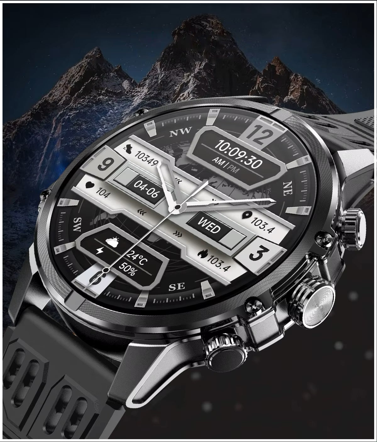 Smartwatch Deportivo Táctico AMOLED 1.75” IP67, 600mAh, Bluetooth HD
