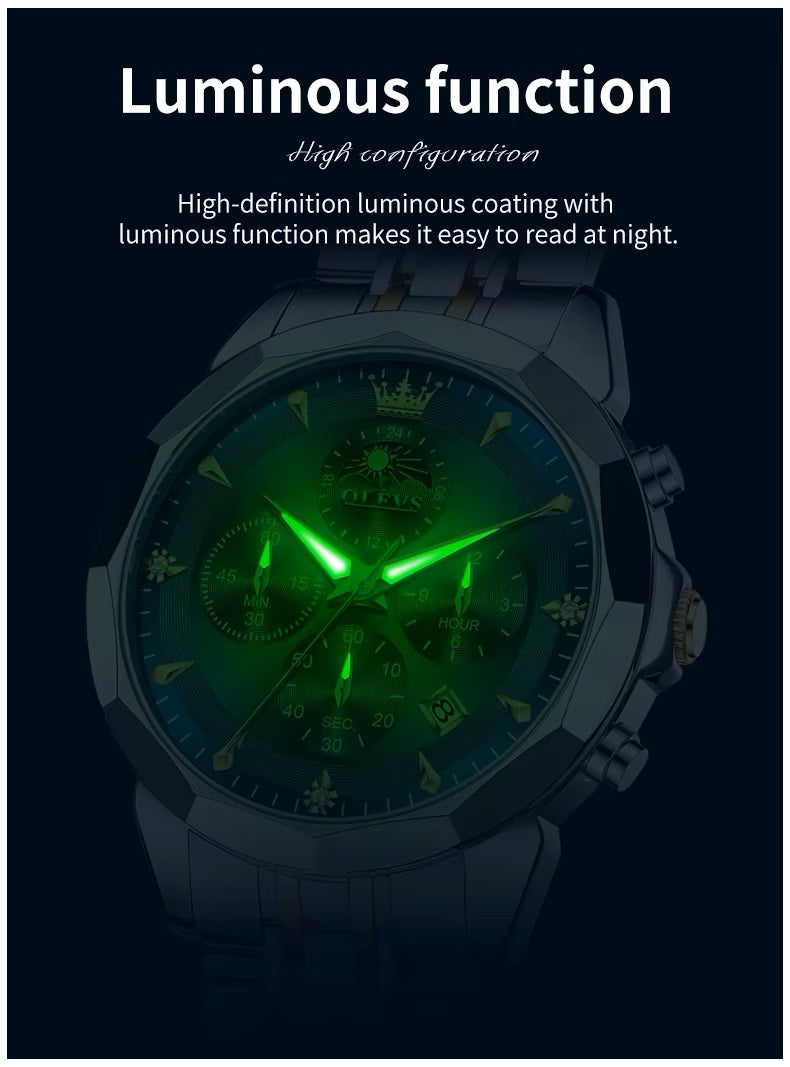 Reloj Hombre Acero Inoxidable Azul con Cronógrafo