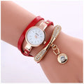 Reloj Personalizado para Mujeres con Incrustaciones y Pulsera Rojo