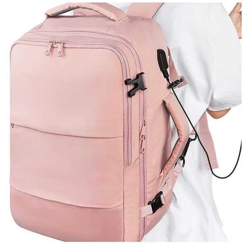 Mochila Femenina Resistente al Agua de Gran Capacidad con Puerto USB
