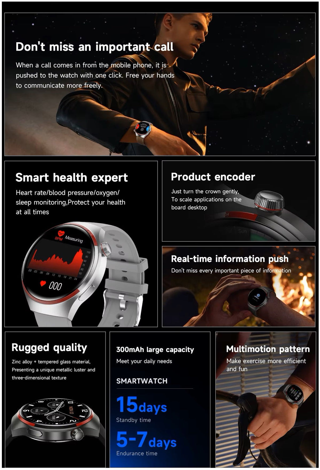 Smartwatch GT5 Deportivo Multifuncional Compatible iOS Android IP68