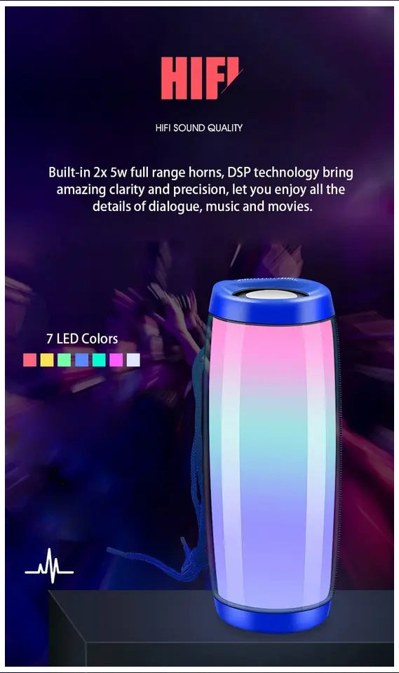 Parlante Bluetooth Resistente al Agua con Luz LED – Azul