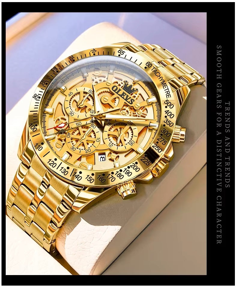 Reloj para Hombre Clásico de Lujo Acero Inoxidable Dorado