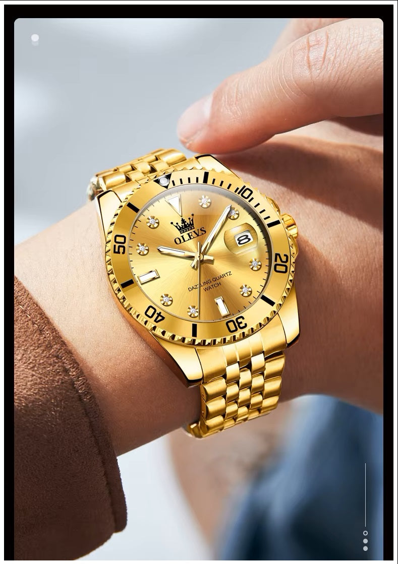 Reloj Dorado para Hombre Diseño Deportivo de Lujo