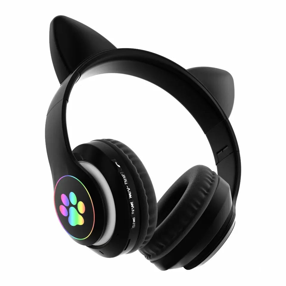 Audífonos RGB Orejas de Gato Bluetooth 5.0 – Negro