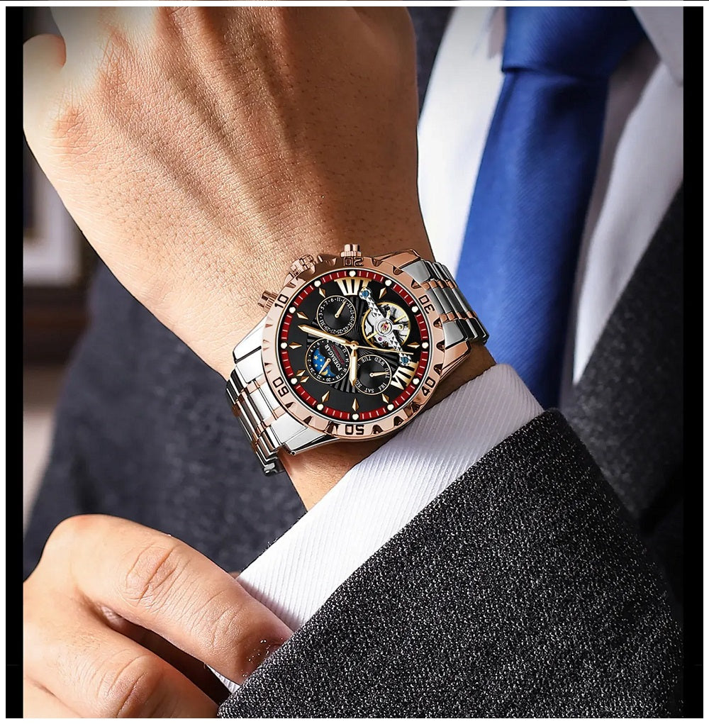 Reloj Automático para Hombre Mecánico Resistente al Agua – Diseño A