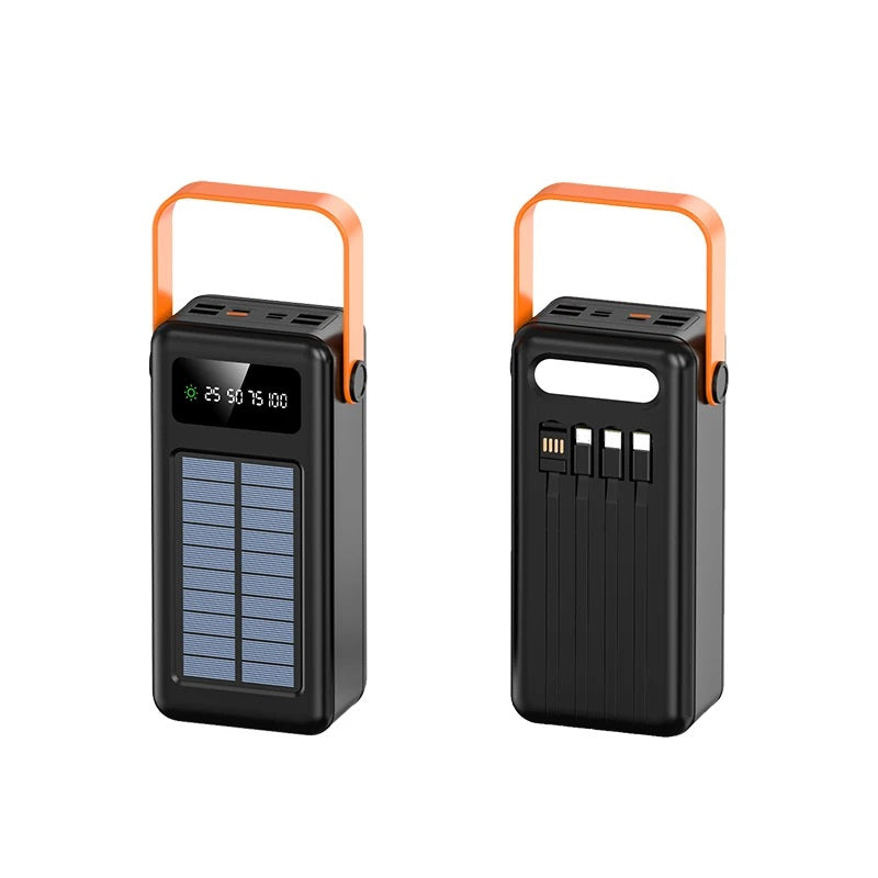 Power Bank Solar 40000mAh Cables Integrados Luz LED