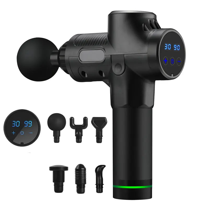 Masajeador Muscular Pistola Gun 30 Velocidades Digital 2500mAh Negro