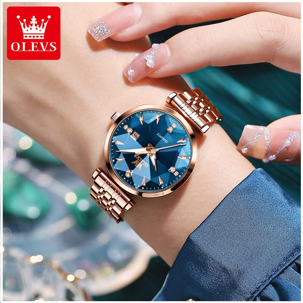 Reloj Cuarzo Mujer Esfera Esmeralda, Cristales y Correa de Acero