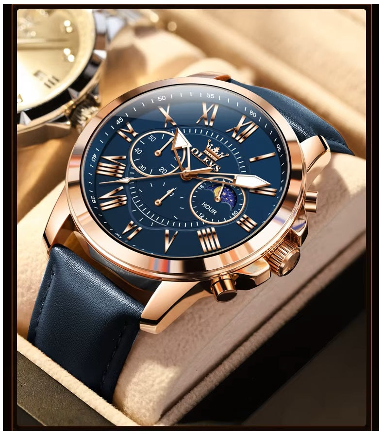 Reloj para Hombre Fase Lunar Estilo Elegante y Deportivo