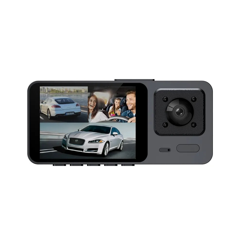 Cámara Dashcam de 3 Lentes Full HD 1080P, Visión Nocturna, Sensor G