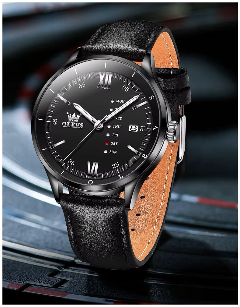 Reloj de Hombre Elegante con Correa de Cuero Calendario